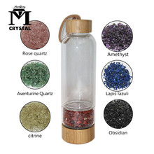 Natural Crystal Water Bottle Energy Healing Gemstone Quartz Crystal Glass Water Elixir Bottles Glass Water Gravel Stone Cup 2024 - buy cheap