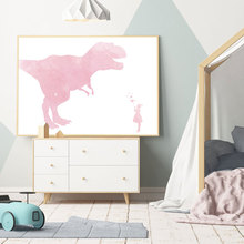 Wall Art Canvas Painting Pink Girl Dinosaur Animal Art Prints Nordic Poster And Print Wall Pictures Baby Nursery Kids Room Decor 2024 - buy cheap