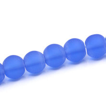 Doreenbeads 7mm grânulos soltos de vidro bola azul fosco mulheres diy fazendo pulseiras espaçador contas jóias, 1strand (aprox 42 peças/strand) 2024 - compre barato