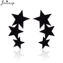 Jisensp Black 3 Star Earrings Stainless Steel Stud Earrings for Women Fashion Earings Jewelry Geometric Small Earing oorbellen 2024 - buy cheap