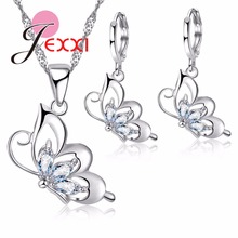 Butterfly Pendant Necklaces Earrings Jewelry Set 925 Sterling Silver Statement Necklace Jewerly Sets For Women 2024 - buy cheap