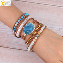CSJA Natural Coral Slice Wrap Bracelet Bohemian Summer Jewelery Bangle Gems Stone Beaded Long Bracelets for Women Girls S348 2024 - buy cheap