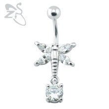 Crystal Belly Button Rings Dragonfly Navel Piercing Belly Rings  Stainless Steel Jewelry Sexy Women Piercing Ombligo Gifts 2024 - buy cheap