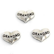 20pcs/lot  New Arrival DIY Fashion Alloy Silver Grandad Heart Charm For Floating Glass Memory Locket 2024 - buy cheap