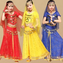 Детские костюмы для танца живота, набор для восточных танцев для девочек, индийский Болливудский танцевальный костюм для выступлений, детский танцевальный костюм для сцены 2024 - купить недорого