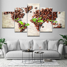Canvas Painting The coffee bean green leaves 5 Pieces Wall Art Painting Modular Wallpapers Poster Print living room Home Decor 2024 - buy cheap