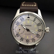 Parnis 44mm Brown strap 6497 Hand Winding White/black Dial Yellow Number Men's Watch 2024 - buy cheap