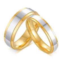 New Gold Color Wedding Bands Ring for Women Men Stainless Steel Couple Alliance Jewelry Anniversary Gifts 2024 - buy cheap