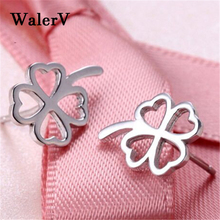 WalerV   Sterling  Stud Earring Fashion Charm Four Leaf Grass Shape Korean Version Earrings Jewelry For Women Girl 2024 - buy cheap