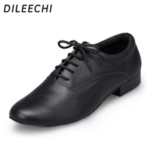 DILEECHI-zapatos de baile para hombre, Calzado con suela de cuero genuino, zapatos de baile de salón, Salsa, Jazz, negro, tacón bajo, 2,5 cm 2024 - compra barato