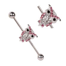 JK Ear Piercing 316L Stainless Steel Owl Long Industrial Barbell Earring Tragus Fake Ear Stud Body Chain Ear Jewelry 2024 - buy cheap