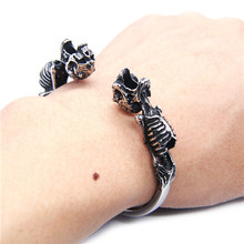 Diámetro: brazalete de calavera fantasma de 7cm, pulsera de acero inoxidable pulido de 316L, pulsera de calavera de motorista de alta calidad 2024 - compra barato