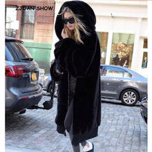 Winter Warm hooded Long Solid color Faux Fur Coat Casual Long sleeve Women Fur Jacket Loose Outwear 2024 - buy cheap