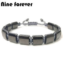 Nine forever Hematite Bracelet Men jewelry natural stone Braiding Macrame Bracelets & bangles pulseira masculina bileklik 2024 - buy cheap