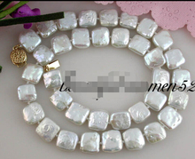 Collar cuadrado blanco de perlas de agua dulce, 17 ", 12mm, gran oferta, envío gratis 2024 - compra barato