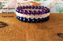 3PC SET !!! Natural Lapis Lazuli Rosequartz Purple Quartz Bracelet Wrist Mala Beads Stack Bracelet Also Can Choose 1pc You Like 2024 - buy cheap
