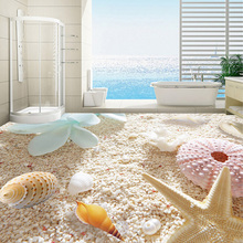 Papel tapiz fotográfico 3D personalizado, pegatina de suelo de concha de estrella de mar de playa, sala de estar, baño, Mural autoadhesivo de PVC, papel tapiz de flores 2024 - compra barato