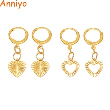 Anniyo-pendientes pequeños de corazón para chicas chicos niños, joyería kilibati, el mejor regalo de cumpleaños, joyería de moda de Color dorado #193106 2024 - compra barato