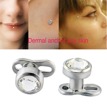 Titânio âncora cutâneo internallythreaded com disco de jóias piercing corpo dermal âncora de disco 4mm jewelled comprimento 2 2024 - compre barato