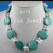 Collar de perlas naturales de agua dulce, joyería hecha a mano, piedra azul, Color blanco, Gema recién llegado 2024 - compra barato