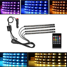 Kit de fita de led decorativa para o interior do carro, 12v dc (72 leds), multicolorido, ativo com música, luzes, sob o painel, iluminação 2024 - compre barato