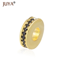 Gold  Rose Gold Black Color Copper Micro Pave Black Zircon Spacer Beads For Jewelry Making Handmade Bracelets Accessories 2024 - buy cheap
