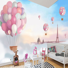 Papel tapiz de póster 3D personalizado para habitación de niños, decoración de dibujos animados, globo Rosa caliente, Mural de pared, papel tapiz para dormitorio de niñas 2024 - compra barato