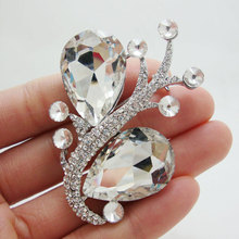 Bride Wedding Flower Clear Rhinestones Crystal Bride Bridesmaid Brooch Pin 2024 - buy cheap