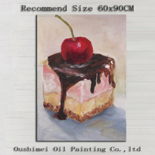 Pintados à mão de alta qualidade moderna bolo pintura a óleo sobre tela bela decoração do bolo moderno pintura a óleo para cozinha decoração 2024 - compre barato