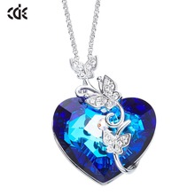 CDE Pendant Necklace Embellished With Crystals Heart Butterfly Jewelry Necklace Fashion Exquisite Jewelry Gift 2024 - buy cheap