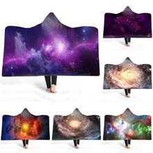 Cosmic Galaxy 3D Print Hooded Blanket Adult Child Wool Winter Warm Sofa School Home Travel Picnic Carrying Wearable Blanket 2024 - buy cheap