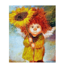 Pintura Digital por números DIY, Kits de girasoles para pintar murales al óleo, colorear pared, regalo de arte sin marco 2024 - compra barato