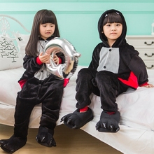 Warm Kids Pajamas Animal Onsies Flannel Children's Sleepwear Black Bat pajamas For Girls Boys Nightgown Cosplay 2024 - buy cheap