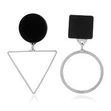Gold Silver Simple Dangle Drop Earrings Round Circle Triangle Geometric Metal Asymmetrical Earrings For Women Punk Jewelry 2024 - buy cheap