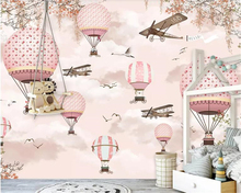 Beibehang papel de parede decorativo infantil, papel de parede para pintura de quarto de criança, balão de ar quente, fundo de aeronave 3d 2024 - compre barato