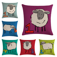 45*45cm Number Sheep Pattern Cotton Linen Throw Pillow Cushion Cover Home Decoration Sofa Bed Decor Decorative Pillowcase 2024 - buy cheap