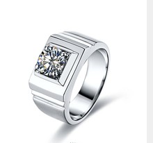 Anel masculino de ouro branco 18k, super sólido, 1ct, 6.5mm, d, cor, diamante, homem, anel de ouro real, anel de casamento, aniversário de casamento 2024 - compre barato