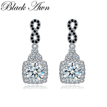 [BLACK AWN] Classic 925 Sterling Silver Jewelry Drop Earrings for Women Boucle D'oreille T152 2024 - buy cheap