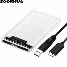 Soonhua-caixa transparente usb 2.5 tipo-c, hd hdd, disco rígido, compartimento para disco rígido, suporte para 2tb, 3.0 polegadas 2024 - compre barato