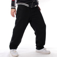 Джинсы мужские, модные, удобные, длинные, мешковатые джинсы для отдыха, свободные, в стиле хип-хоп, черные, для скейтборда 2024 - купить недорого