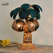 Southeast Asia coconut tree country table lamp for living room restaurant home deco creative bedroom lamp loft led table light 2024 - buy cheap
