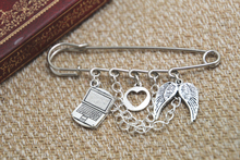 12pcs Supernatural inspired Sabriel themed charm with chain kilt pin brooch (50mm) 2024 - buy cheap