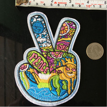 PGY Colorful Yeah Gestures Finger Hand Embroidery Patches Stripes For Clothing Iron On Applique Sticker Clothes Fabric Badge H 2024 - buy cheap