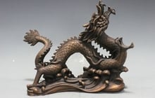 Chinese Pure Bronze Copper Traditional feng shui Lucky Dragon Royal Statue 2024 - buy cheap