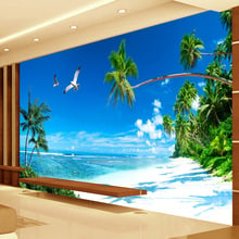 Papel tapiz Mural 3D personalizado para dormitorio, Fondo de TV, decoración del hogar, playa, bosque de coco, pintura de pared moderna 2024 - compra barato