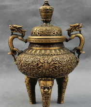 Song voge-estatua de cabeza de dragón, quemador de incienso de León, Gema S2543, 10 ", bronce, cobre, tibetano, budismo 2024 - compra barato
