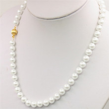 2021 8mm Beautiful White South Shell Sea Pearl Necklace Girl Pearl Jewelry Rope Chain Pearl Beads Natural Stone (Minimum Order1) 2024 - buy cheap