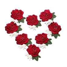 20Pcs/Lot Red Rose Flowers Lace Patch Wedding Dress Bridal Headdress Applique Clothes DIY Materials 2024 - buy cheap