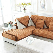 Combinación de felpa cálida sólida cubre asientos para sofá para el hogar sala de estar funda de sofá decorativa antideslizante 2024 - compra barato