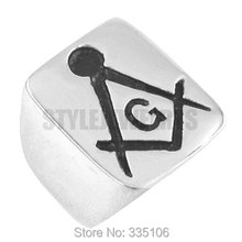 Бесплатная доставка! Классическое масонское кольцо из нержавеющей стали, ювелирные изделия, масонское кольцо с символом масонской SJR0165 2024 - купить недорого